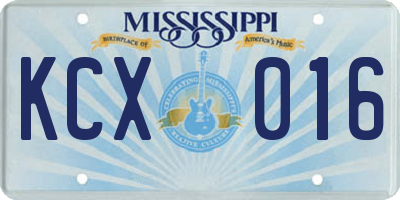 MS license plate KCX016