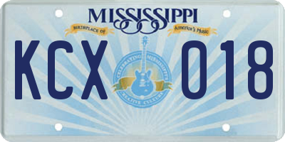 MS license plate KCX018