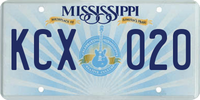 MS license plate KCX020