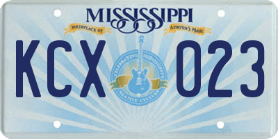 MS license plate KCX023