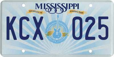 MS license plate KCX025