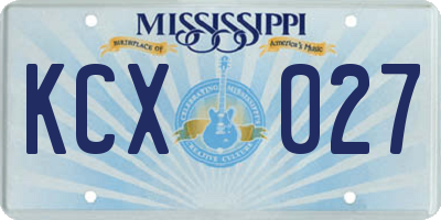 MS license plate KCX027