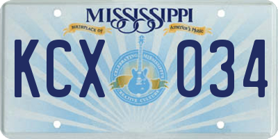 MS license plate KCX034