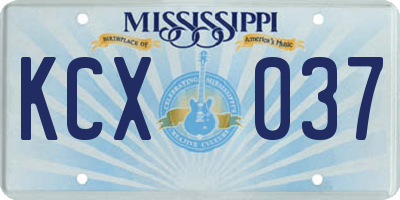 MS license plate KCX037