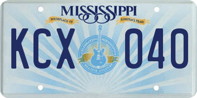 MS license plate KCX040