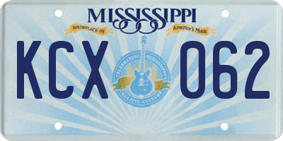 MS license plate KCX062
