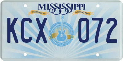 MS license plate KCX072
