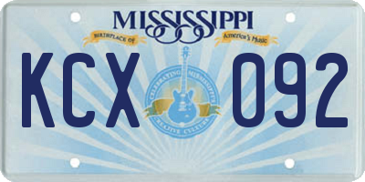 MS license plate KCX092
