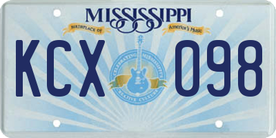 MS license plate KCX098