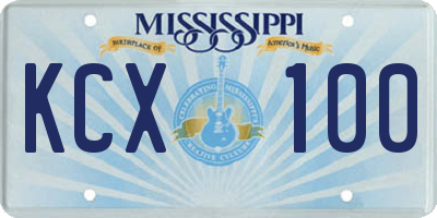 MS license plate KCX100