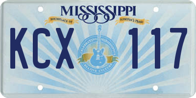 MS license plate KCX117