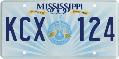 MS license plate KCX124
