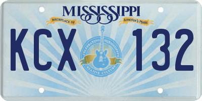 MS license plate KCX132