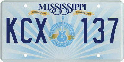 MS license plate KCX137