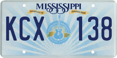 MS license plate KCX138