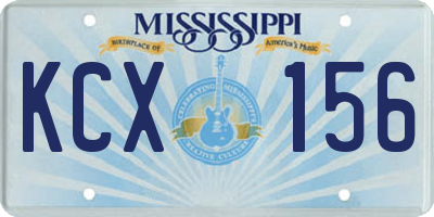 MS license plate KCX156