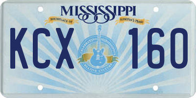 MS license plate KCX160