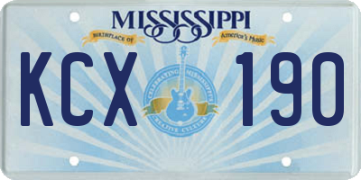 MS license plate KCX190