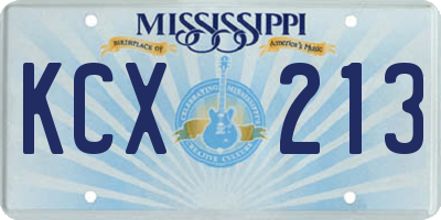 MS license plate KCX213