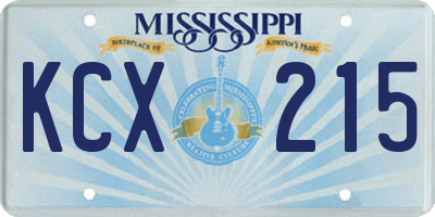 MS license plate KCX215