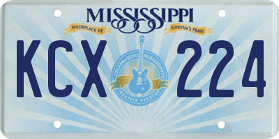 MS license plate KCX224