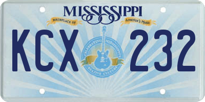 MS license plate KCX232
