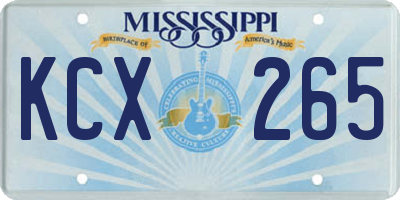 MS license plate KCX265