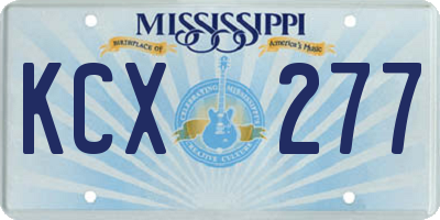 MS license plate KCX277