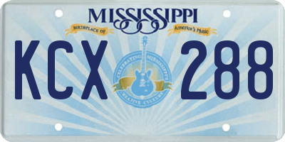 MS license plate KCX288