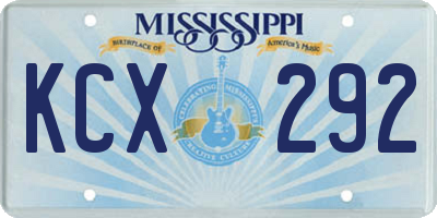 MS license plate KCX292