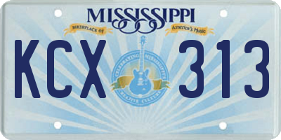 MS license plate KCX313