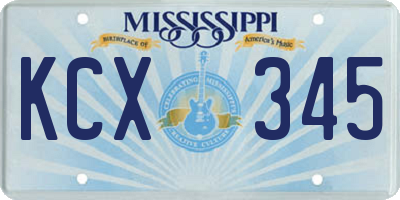 MS license plate KCX345
