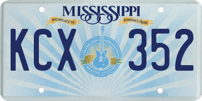 MS license plate KCX352