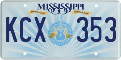 MS license plate KCX353