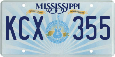 MS license plate KCX355