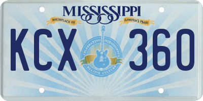 MS license plate KCX360