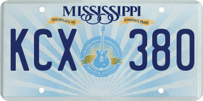 MS license plate KCX380