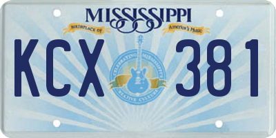 MS license plate KCX381