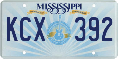 MS license plate KCX392