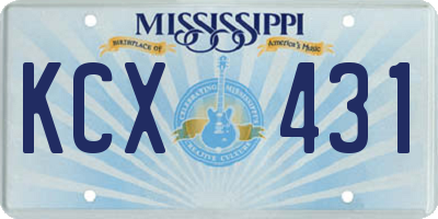 MS license plate KCX431