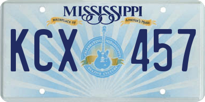 MS license plate KCX457