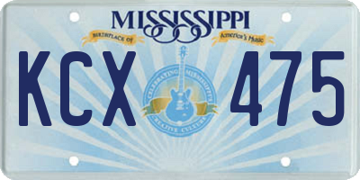 MS license plate KCX475