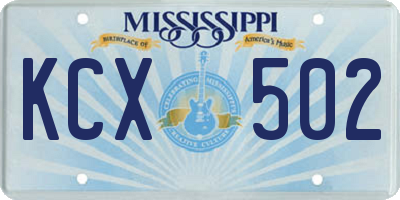 MS license plate KCX502