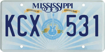 MS license plate KCX531