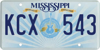 MS license plate KCX543