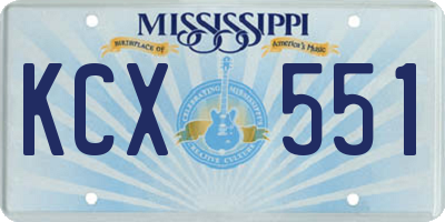 MS license plate KCX551