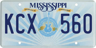 MS license plate KCX560