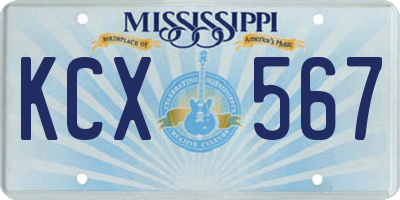 MS license plate KCX567