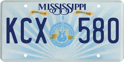 MS license plate KCX580
