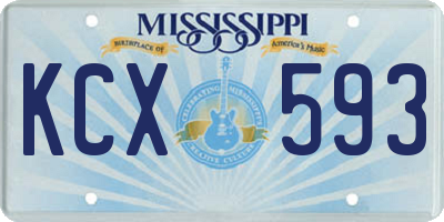 MS license plate KCX593